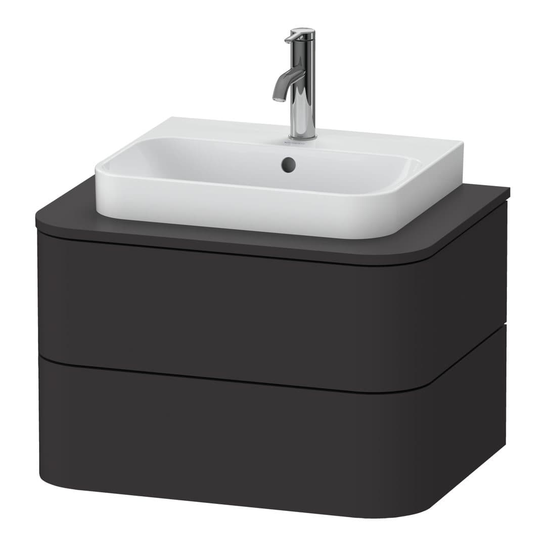 Duravit Happy D.2 – Έπιπλο Νιπτήρα – 650 mm, για κονσόλα, 2 συρτάρια, νιπτήρας κέντρο – Graphite Super Matt, Decor (HP496008080)