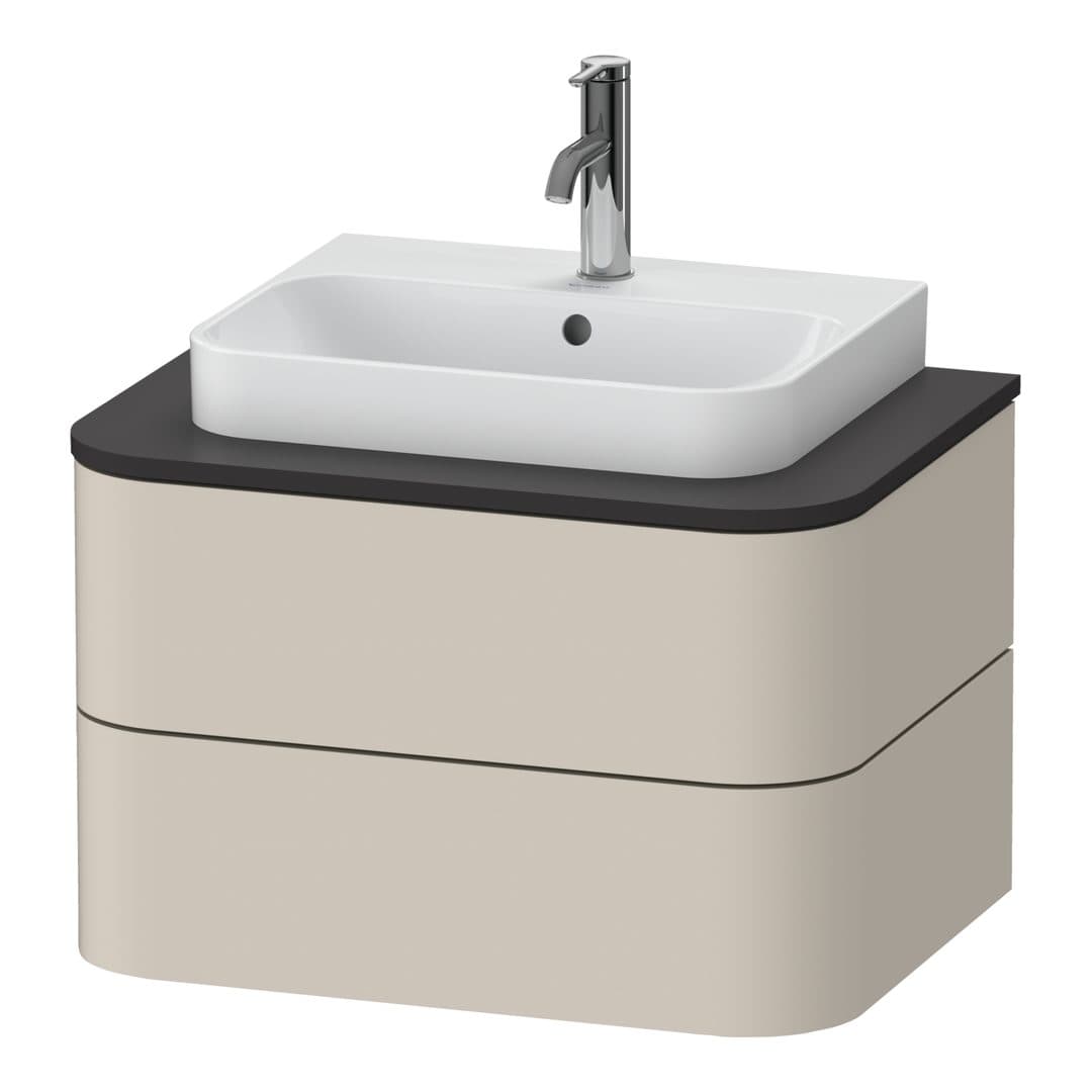 Duravit Happy D.2 – Έπιπλο Νιπτήρα – 650 mm, για κονσόλα, 2 συρτάρια, νιπτήρας κέντρο – Taupe Super Matt, Decor (HP496008383)