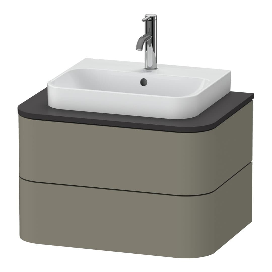 Duravit Happy D.2 – Έπιπλο Νιπτήρα – 650 mm, για κονσόλα, 2 συρτάρια, νιπτήρας κέντρο – Stone grey Satin Matt, Lacquer (HP496009292)