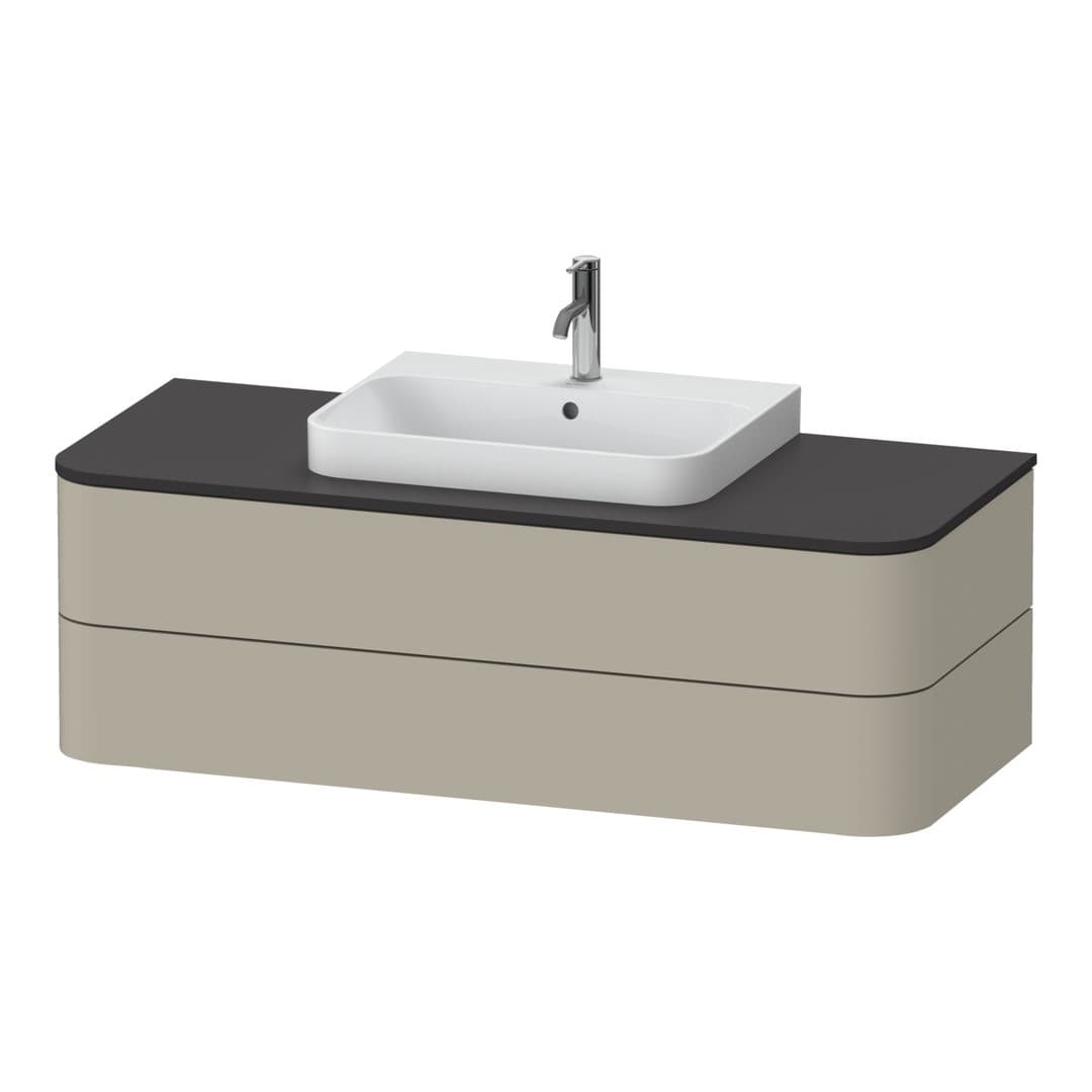 Duravit Happy D.2 – Έπιπλο Νιπτήρα – 1300 mm, για κονσόλα, 2 συρτάρια, νιπτήρας κέντρο, μοντέλο HP4962 – Taupe Satin Matt, Lacquer (HP496206060)