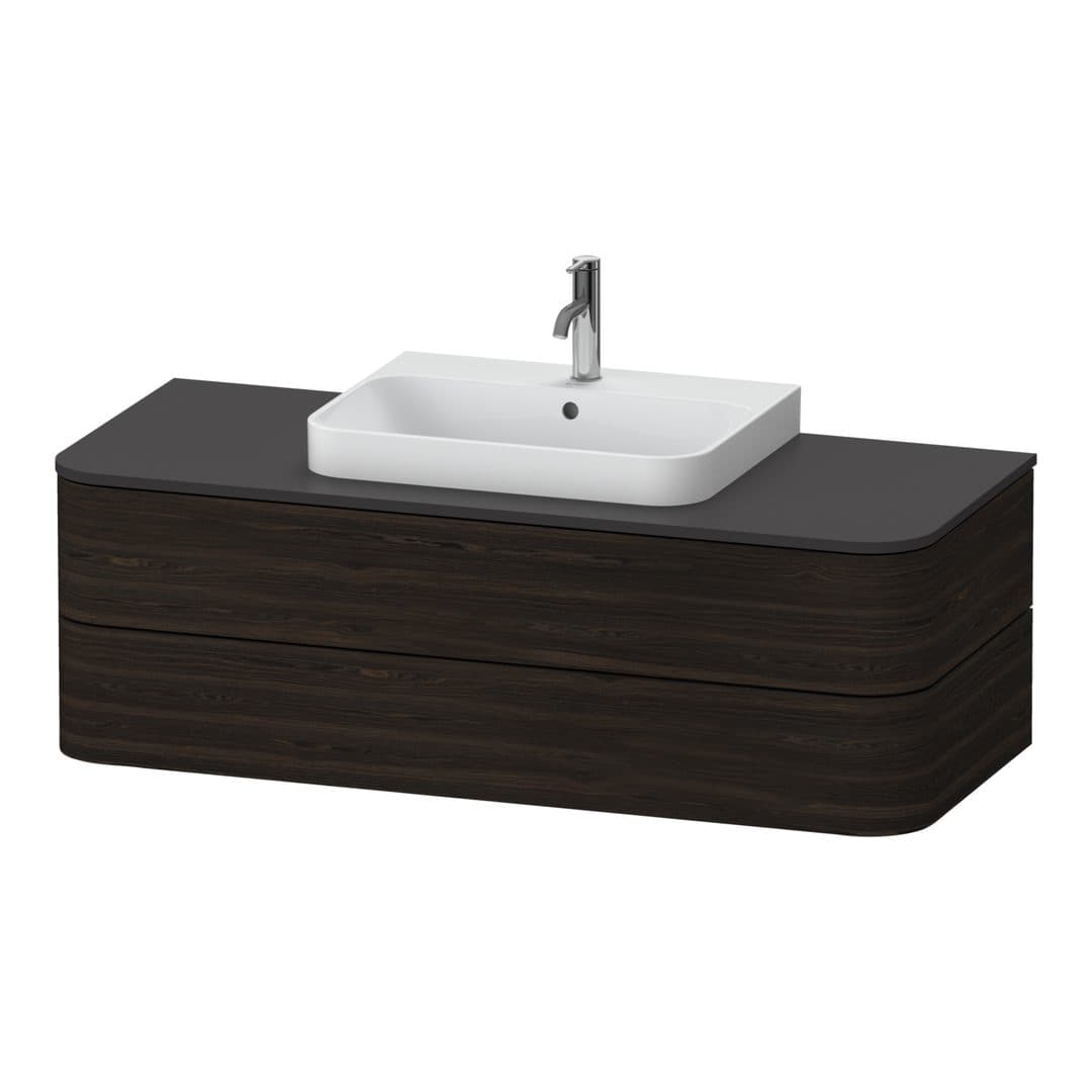 Duravit Happy D.2 – Έπιπλο Νιπτήρα – 1300 mm, για κονσόλα, 2 συρτάρια, νιπτήρας κέντρο, μοντέλο HP4962 – Brushed walnut Matt, Real wood veneer (HP496206969)