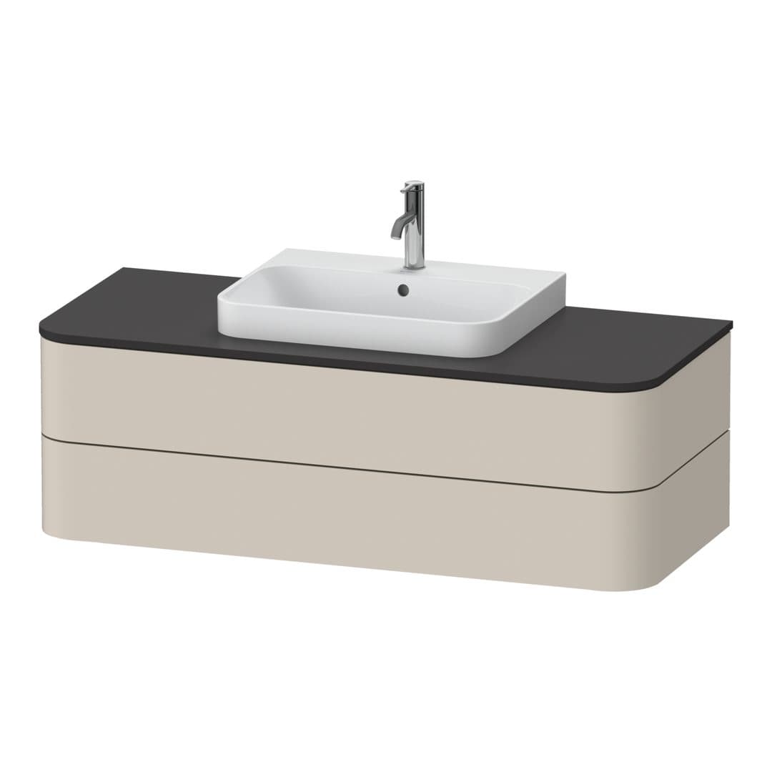 Duravit Happy D.2 – Έπιπλο Νιπτήρα – 1300 mm, για κονσόλα, 2 συρτάρια, νιπτήρας κέντρο, μοντέλο HP4962 – Taupe Super Matt, Decor (HP496208383)