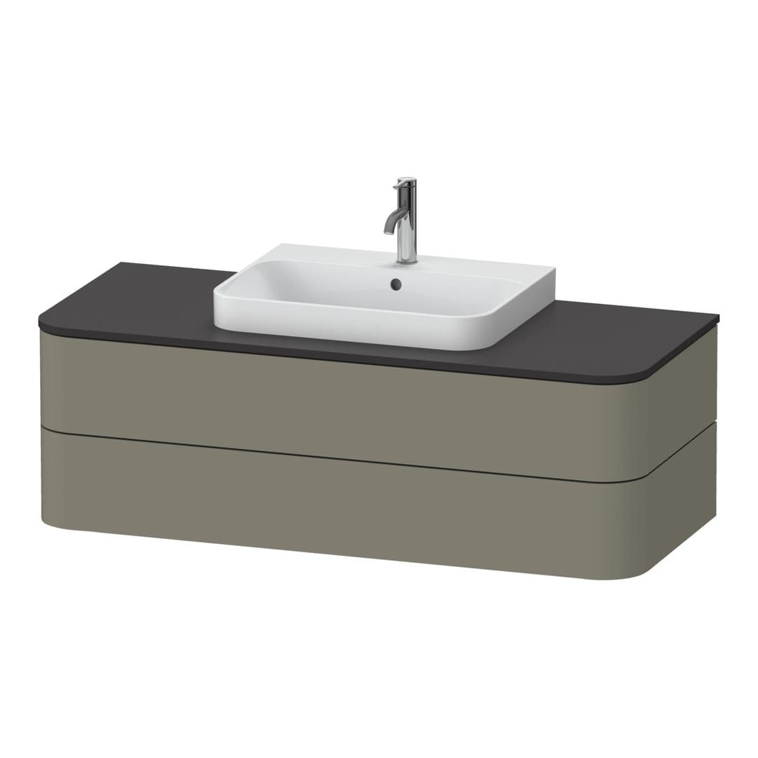 Duravit Happy D.2 – Έπιπλο Νιπτήρα – 1300 mm, για κονσόλα, 2 συρτάρια, νιπτήρας κέντρο, μοντέλο HP4962 – Stone grey Satin Matt, Lacquer (HP496209292)