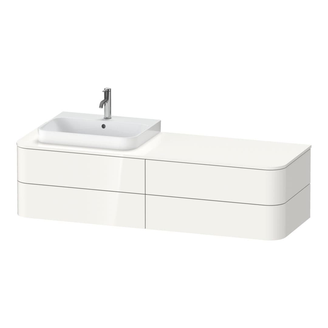 Duravit Happy D.2 – Έπιπλο Νιπτήρα – 1600 mm, για κονσόλα, 4 συρτάρια, νιπτήρας αριστερά, μοντέλο HP4963 – White High Gloss, Decor (HP4963L2222)