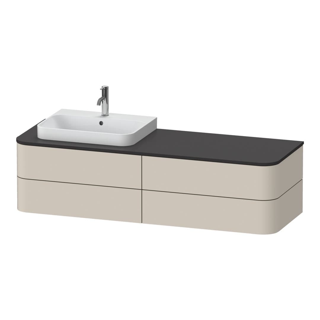 Duravit Happy D.2 – Έπιπλο Νιπτήρα – 1600 mm, για κονσόλα, 4 συρτάρια, νιπτήρας αριστερά, μοντέλο HP4963 – Taupe Super Matt, Decor (HP4963L8383)