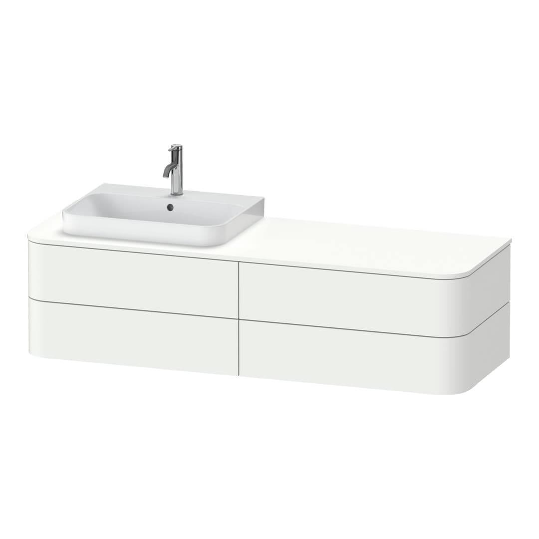 Duravit Happy D.2 – Έπιπλο Νιπτήρα – 1600 mm, για κονσόλα, 4 συρτάρια, νιπτήρας αριστερά, μοντέλο HP4963 – White Super Matt, Decor (HP4963L8484)