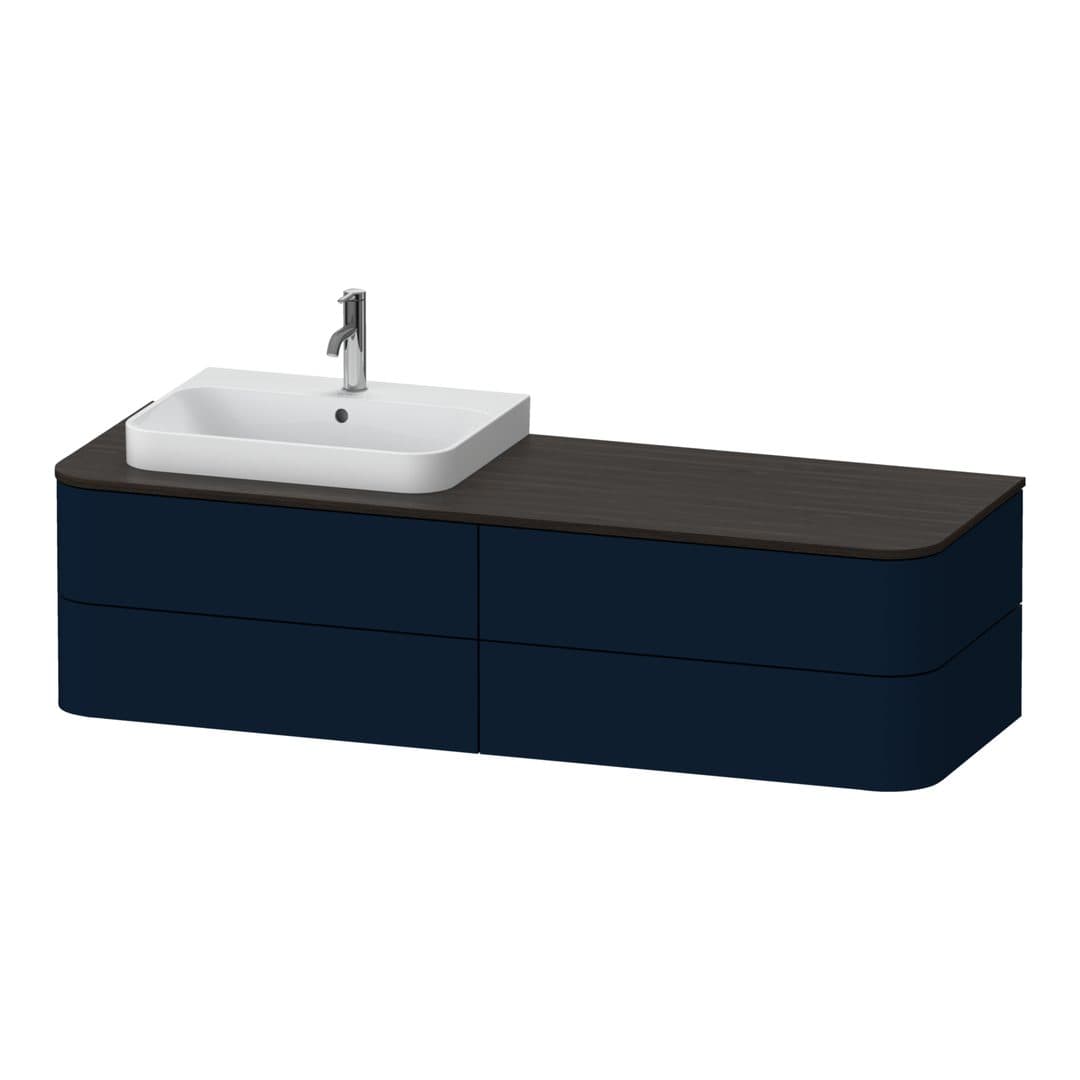 Duravit Happy D.2 – Έπιπλο Νιπτήρα – 1600 mm, για κονσόλα, 4 συρτάρια, νιπτήρας αριστερά, μοντέλο HP4963 – Night blue Satin Matt, Lacquer (HP4963L9898)