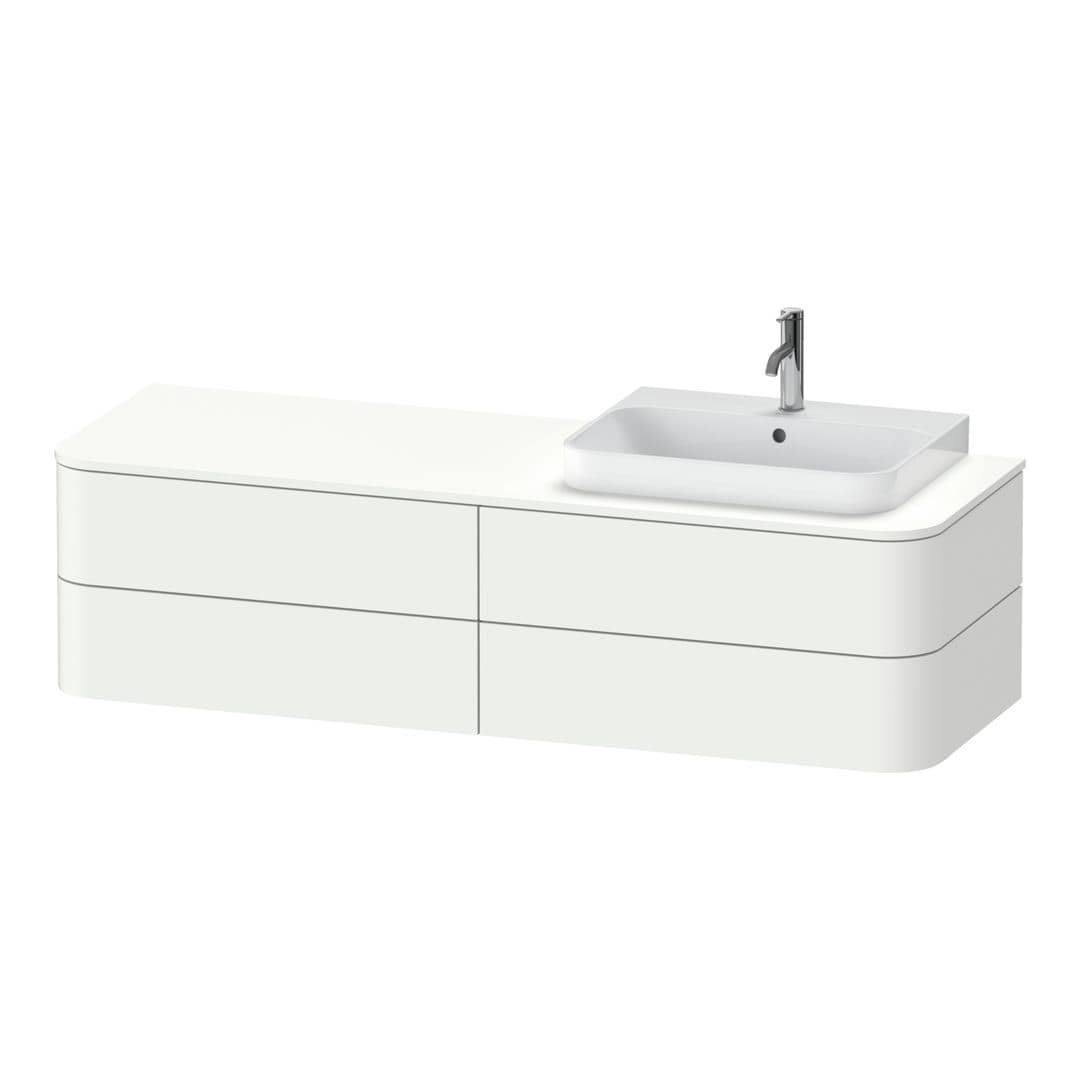 Duravit Happy D.2 – Έπιπλο Νιπτήρα – 1600 mm, για κονσόλα, 4 συρτάρια, νιπτήρας δεξιά, μοντέλο HP4963 – White Satin Matt, Lacquer (HP4963R3636)