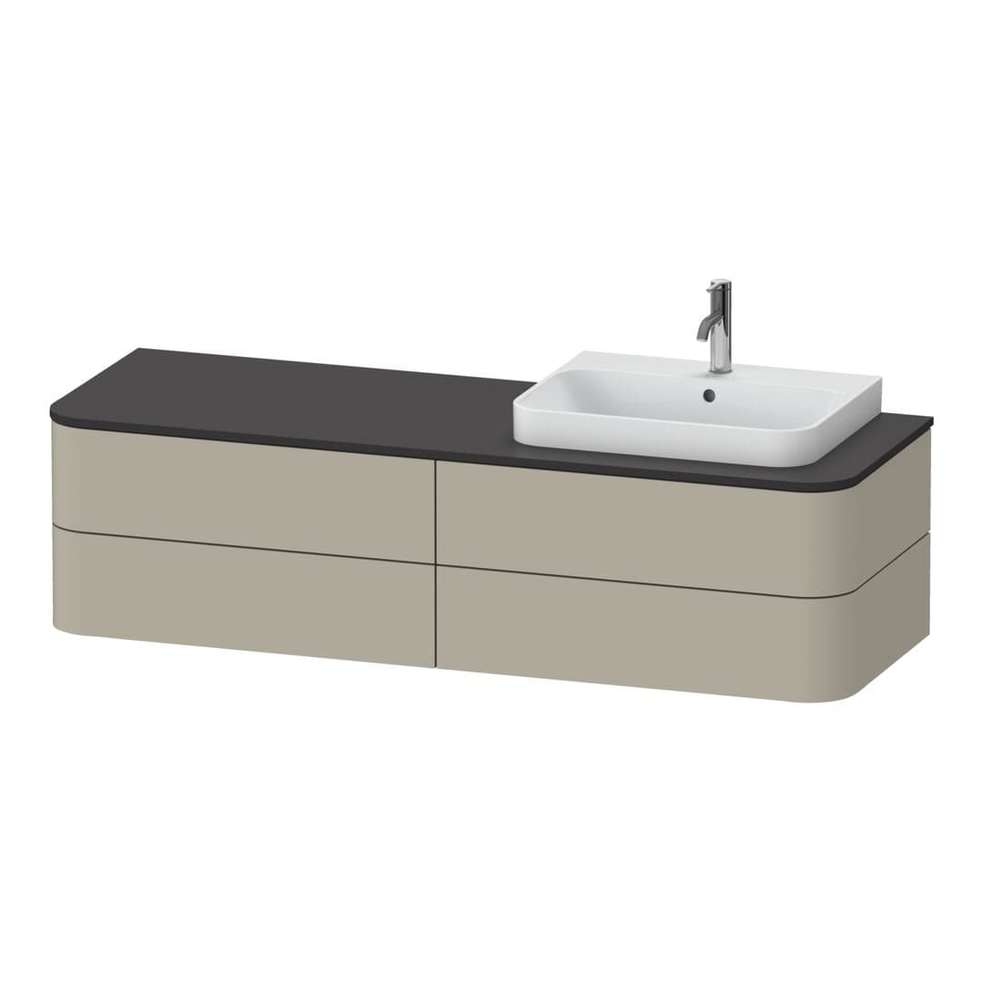Duravit Happy D.2 – Έπιπλο Νιπτήρα – 1600 mm, για κονσόλα, 4 συρτάρια, νιπτήρας δεξιά, μοντέλο HP4963 – Taupe Satin Matt, Lacquer (HP4963R6060)
