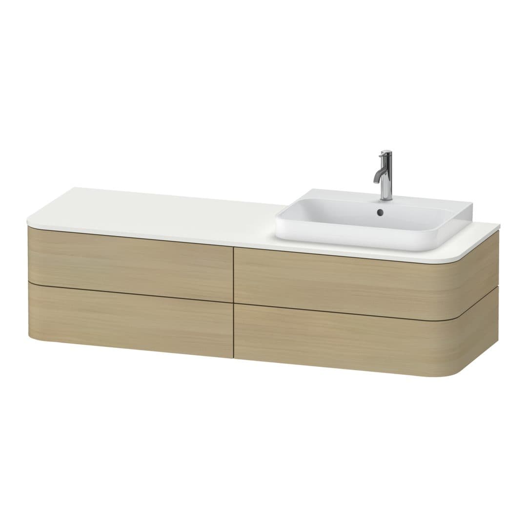 Duravit Happy D.2 – Έπιπλο Νιπτήρα – 1600 mm, για κονσόλα, 4 συρτάρια, νιπτήρας δεξιά, μοντέλο HP4963 – Mediterranean oak Matt, Real wood veneer (HP4963R7171)