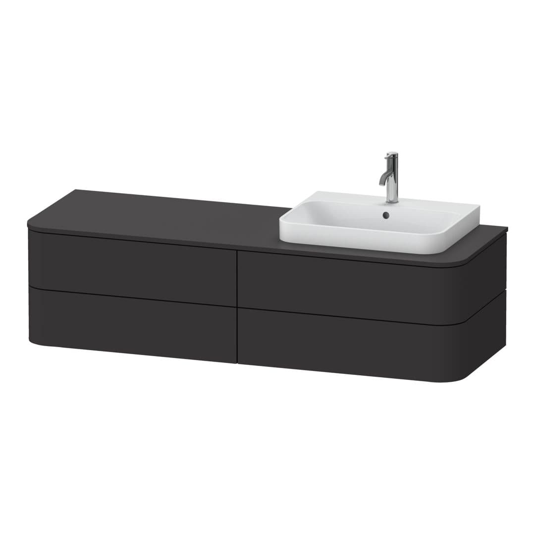 Duravit Happy D.2 – Έπιπλο Νιπτήρα – 1600 mm, για κονσόλα, 4 συρτάρια, νιπτήρας δεξιά, μοντέλο HP4963 – Graphite Super Matt, Decor (HP4963R8080)