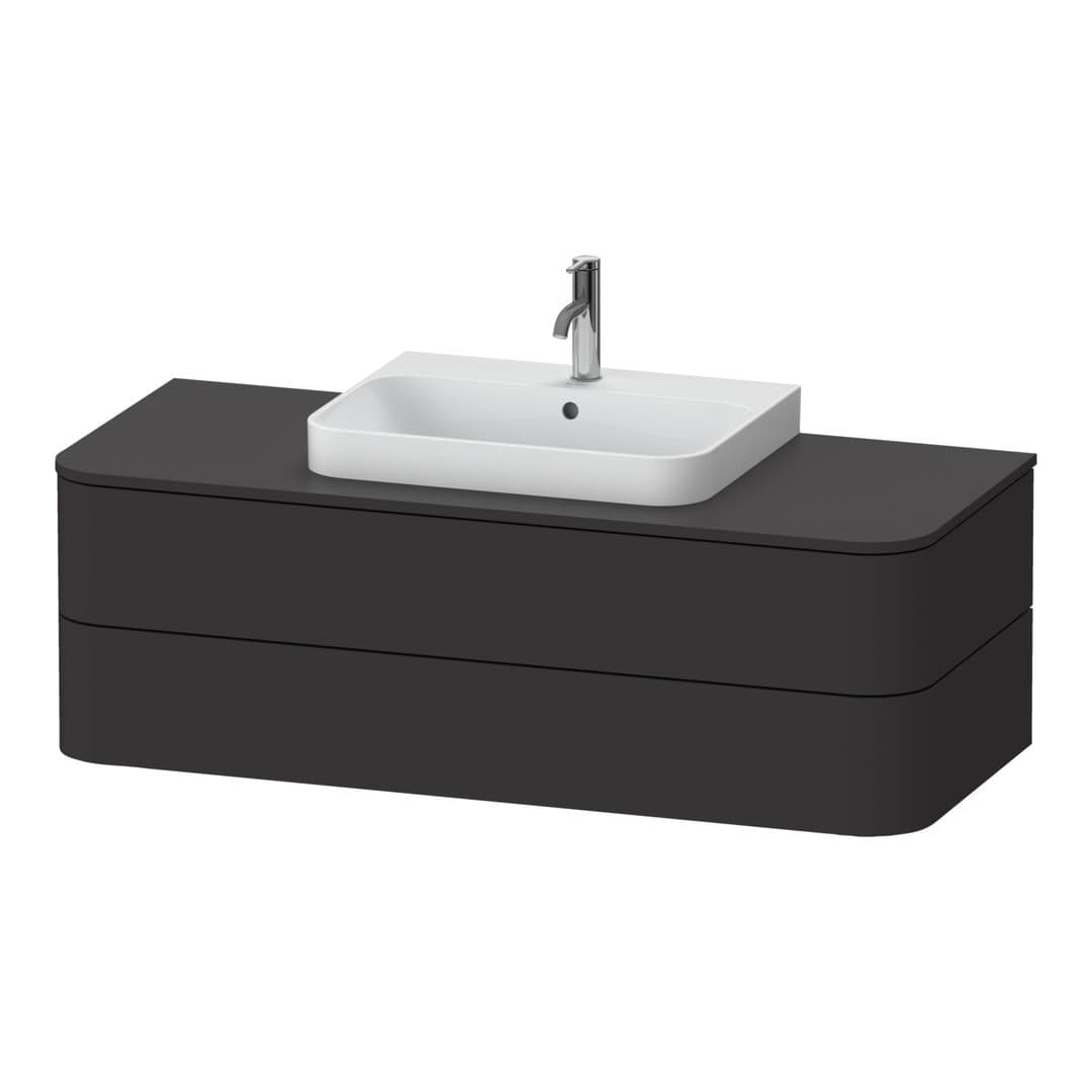 Duravit Happy D.2 – Έπιπλο Νιπτήρα – 1300 mm, για κονσόλα, 2 συρτάρια, νιπτήρας κέντρο, μοντέλο HP4972 – Graphite Super Matt, Decor (HP497208080)