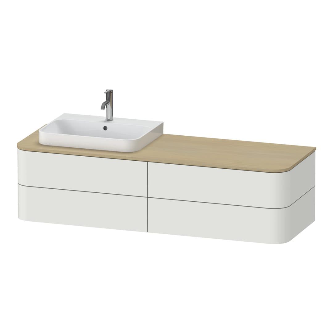 Duravit Happy D.2 – Έπιπλο Νιπτήρα – 1600 mm, για κονσόλα, 4 συρτάρια, νιπτήρας αριστερά, μοντέλο HP4973 – Nordic white Satin Matt, Lacquer (HP4973L3939)
