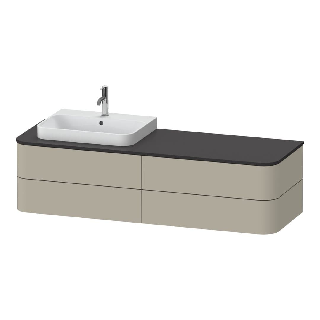 Duravit Happy D.2 – Έπιπλο Νιπτήρα – 1600 mm, για κονσόλα, 4 συρτάρια, νιπτήρας αριστερά, μοντέλο HP4973 – Taupe Satin Matt, Lacquer (HP4973L6060)
