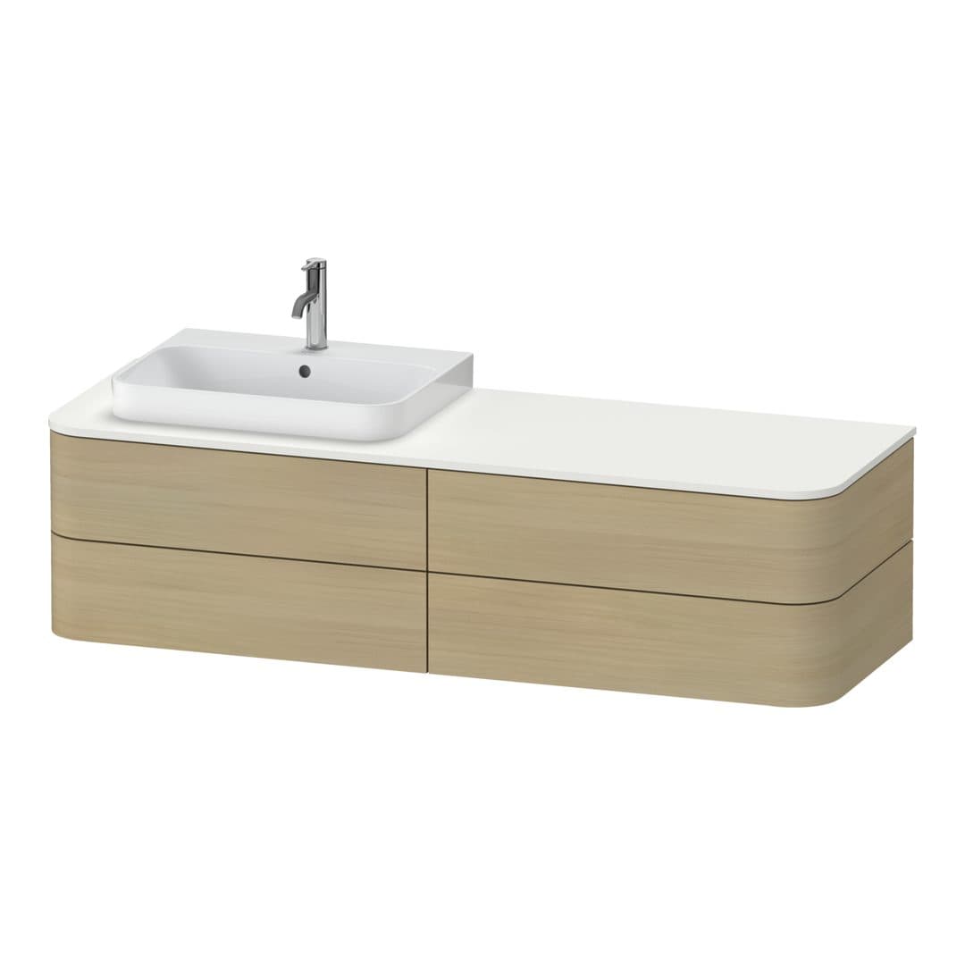 Duravit Happy D.2 – Έπιπλο Νιπτήρα – 1600 mm, για κονσόλα, 4 συρτάρια, νιπτήρας αριστερά, μοντέλο HP4973 – Mediterranean oak Matt, Real wood veneer (HP4973L7171)
