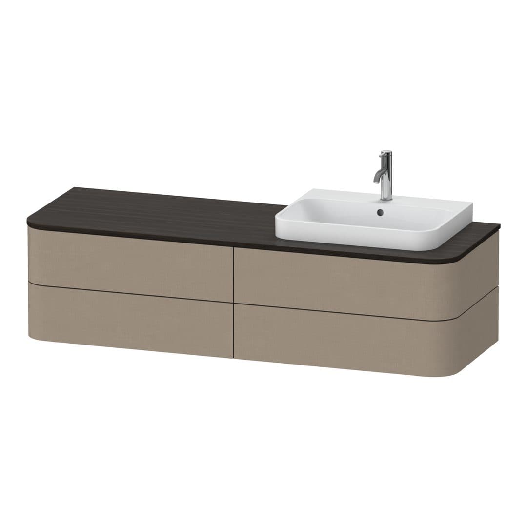 Duravit Happy D.2 – Έπιπλο Νιπτήρα – 1600 mm, για κονσόλα, 4 συρτάρια, νιπτήρας δεξιά, μοντέλο HP4973 – Linen Matt, Decor (HP4973R7575)