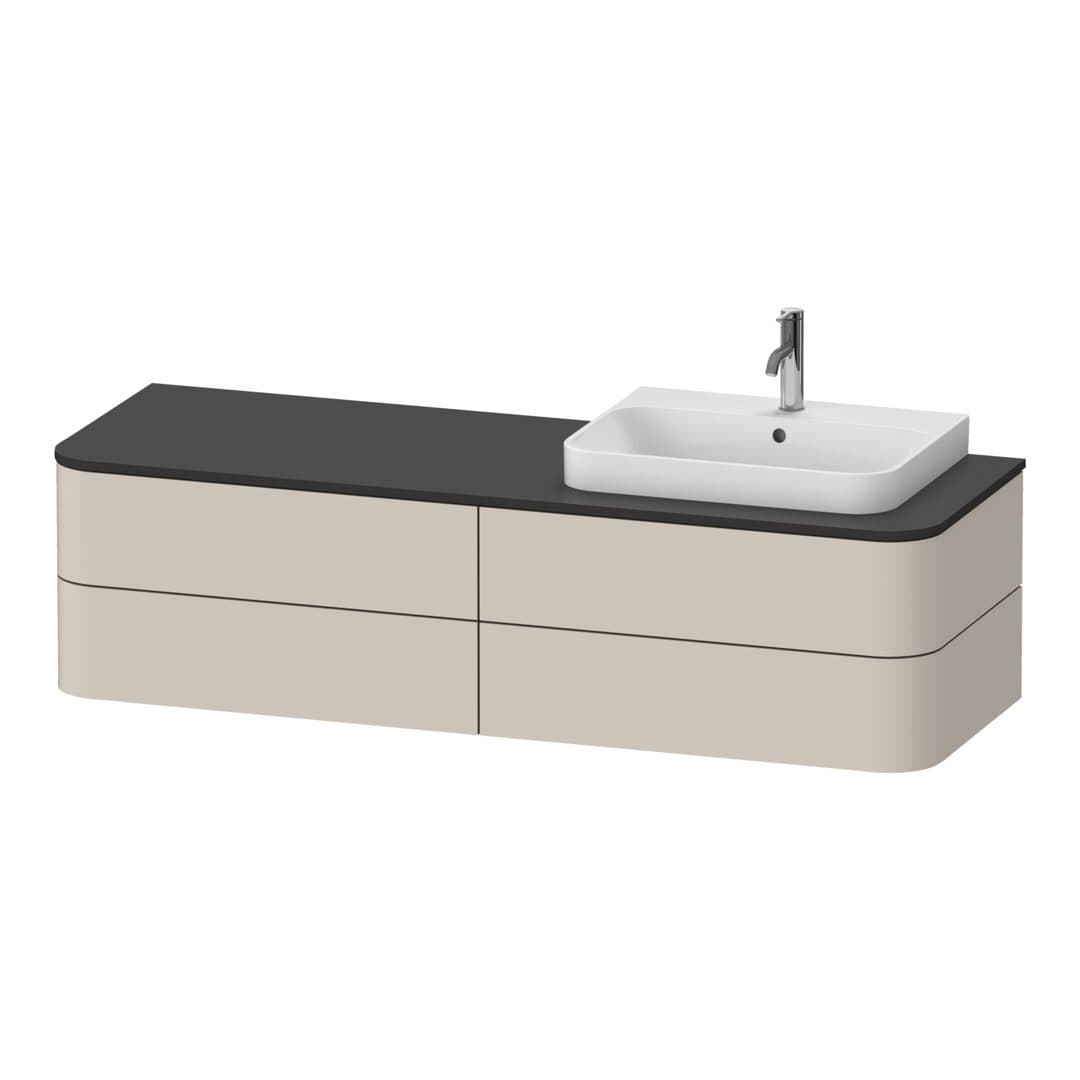 Duravit Happy D.2 – Έπιπλο Νιπτήρα – 1600 mm, για κονσόλα, 4 συρτάρια, νιπτήρας δεξιά, μοντέλο HP4973 – Taupe Super Matt, Decor (HP4973R8383)