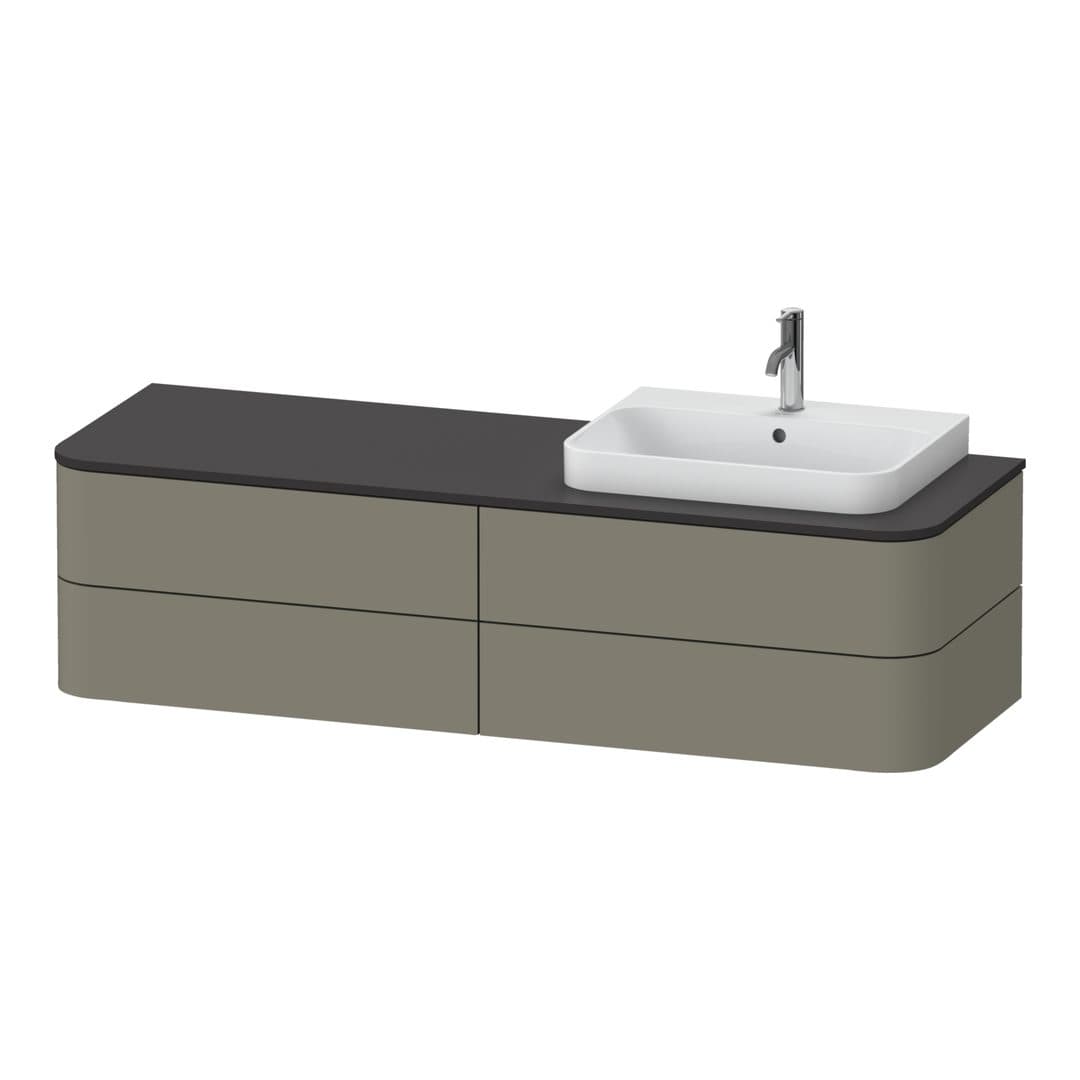Duravit Happy D.2 – Έπιπλο Νιπτήρα – 1600 mm, για κονσόλα, 4 συρτάρια, νιπτήρας δεξιά, μοντέλο HP4973 – Stone grey Satin Matt, Lacquer (HP4973R9292)