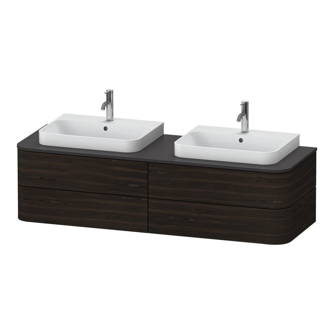 Duravit Happy D.2 – Έπιπλο Νιπτήρα – 1600 mm, για κονσόλα, 4 συρτάρια, μοντέλο HP4974 – Brushed walnut Matt, Real wood veneer (HP4974B6969)