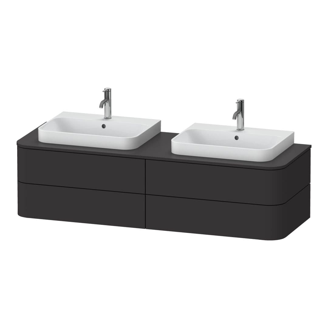 Duravit Happy D.2 – Έπιπλο Νιπτήρα – 1600 mm, για κονσόλα, 4 συρτάρια, μοντέλο HP4974 – Graphite Super Matt, Decor (HP4974B8080)