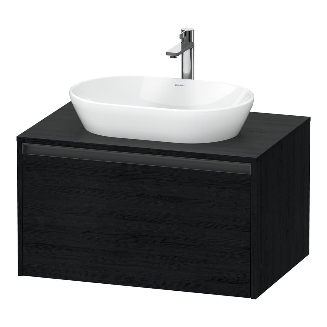 Duravit Ketho.2 – Έπιπλο Νιπτήρα – 800 mm, για κονσόλα, 1 συρτάρι, νιπτήρας κέντρο – Black oak Matt, Decor (K24885016160000)