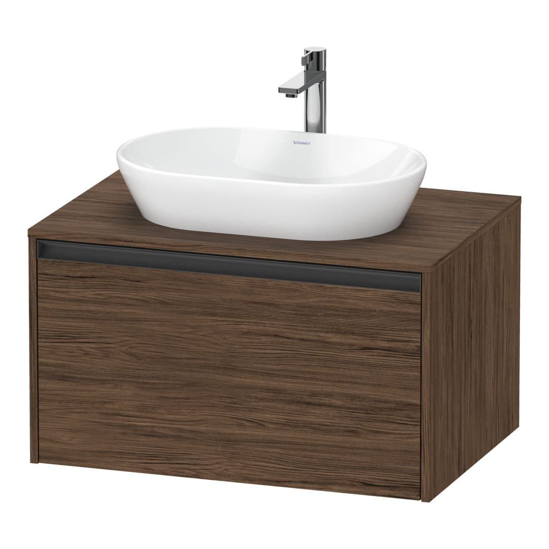 Duravit Ketho.2 – Έπιπλο Νιπτήρα – 800 mm, για κονσόλα, 1 συρτάρι, νιπτήρας κέντρο – Walnut dark Matt, Decor (K24885021210000)