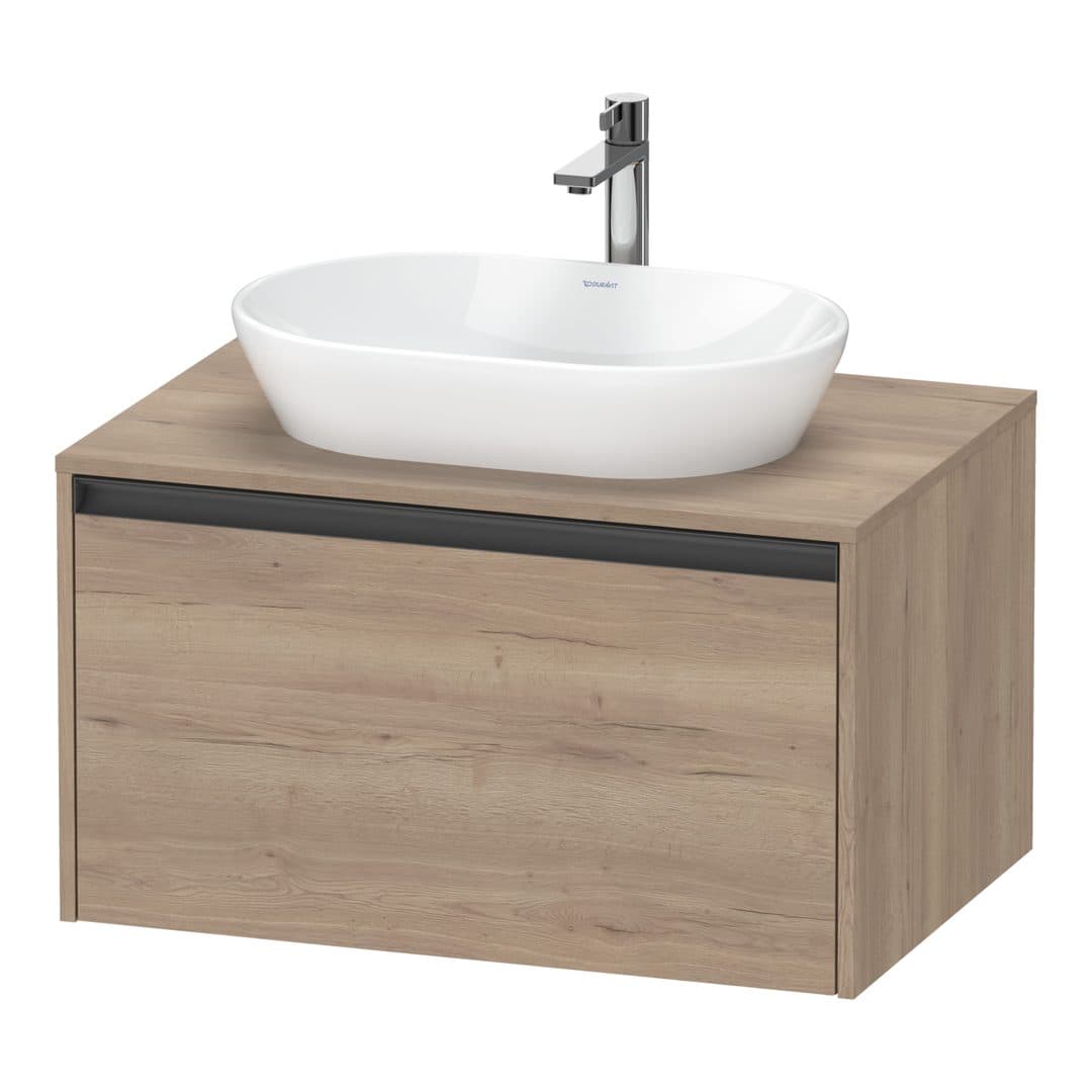 Duravit Ketho.2 – Έπιπλο Νιπτήρα – 800 mm, για κονσόλα, 1 συρτάρι, νιπτήρας κέντρο – Marbled Oak Matt, Decor (K24885055550000)