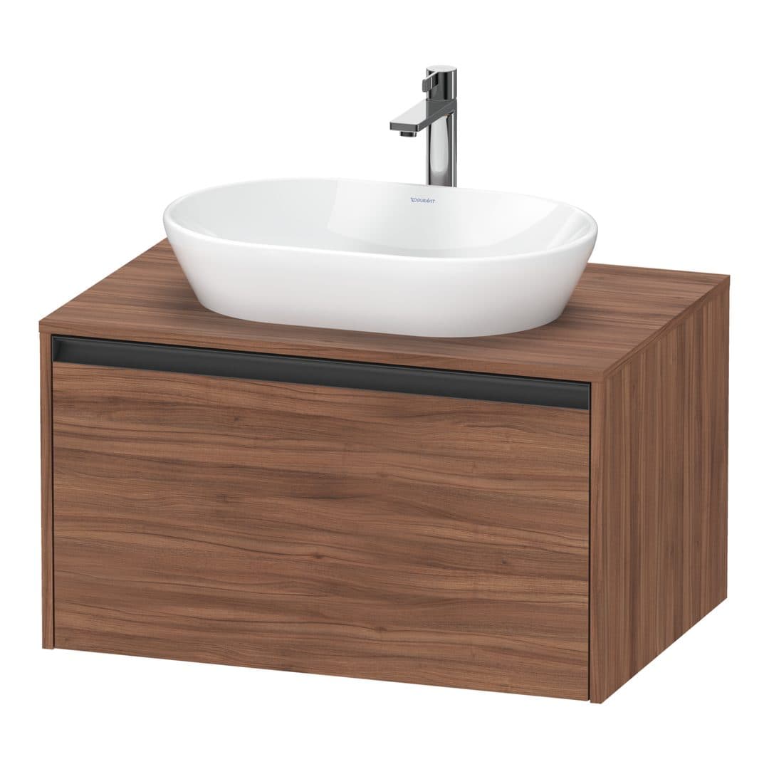 Duravit Ketho.2 – Έπιπλο Νιπτήρα – 800 mm, για κονσόλα, 1 συρτάρι, νιπτήρας κέντρο – Walnut Matt, Decor (K24885079790000)
