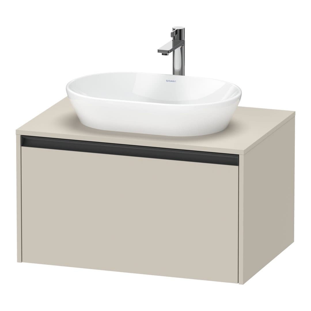 Duravit Ketho.2 – Έπιπλο Νιπτήρα – 800 mm, για κονσόλα, 1 συρτάρι, νιπτήρας κέντρο – Taupe Super Matt, Decor (K24885083830000)