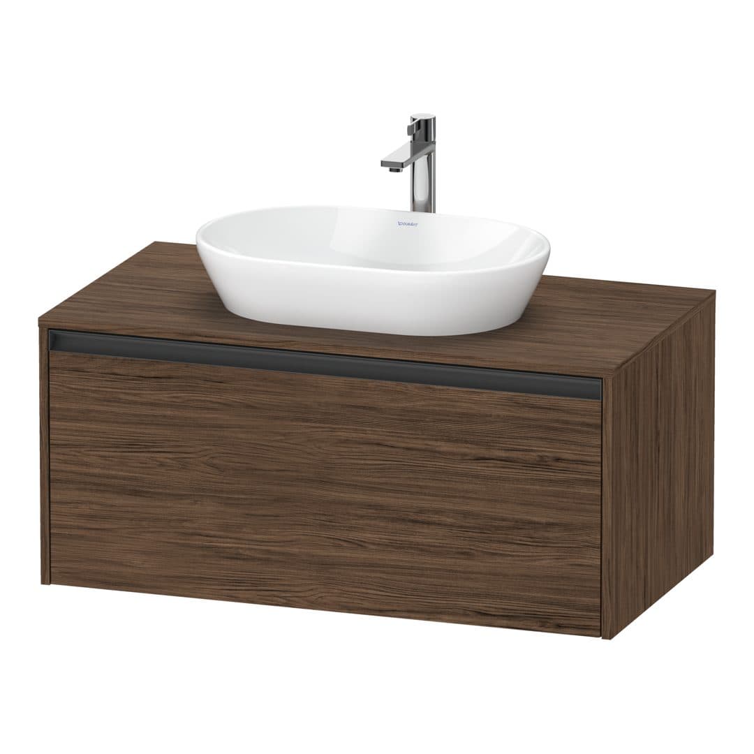 Duravit Ketho.2 – Έπιπλο Νιπτήρα – 1000 mm, για κονσόλα, 1 συρτάρι, νιπτήρας κέντρο – Walnut dark Matt, Decor (K24886021210000)