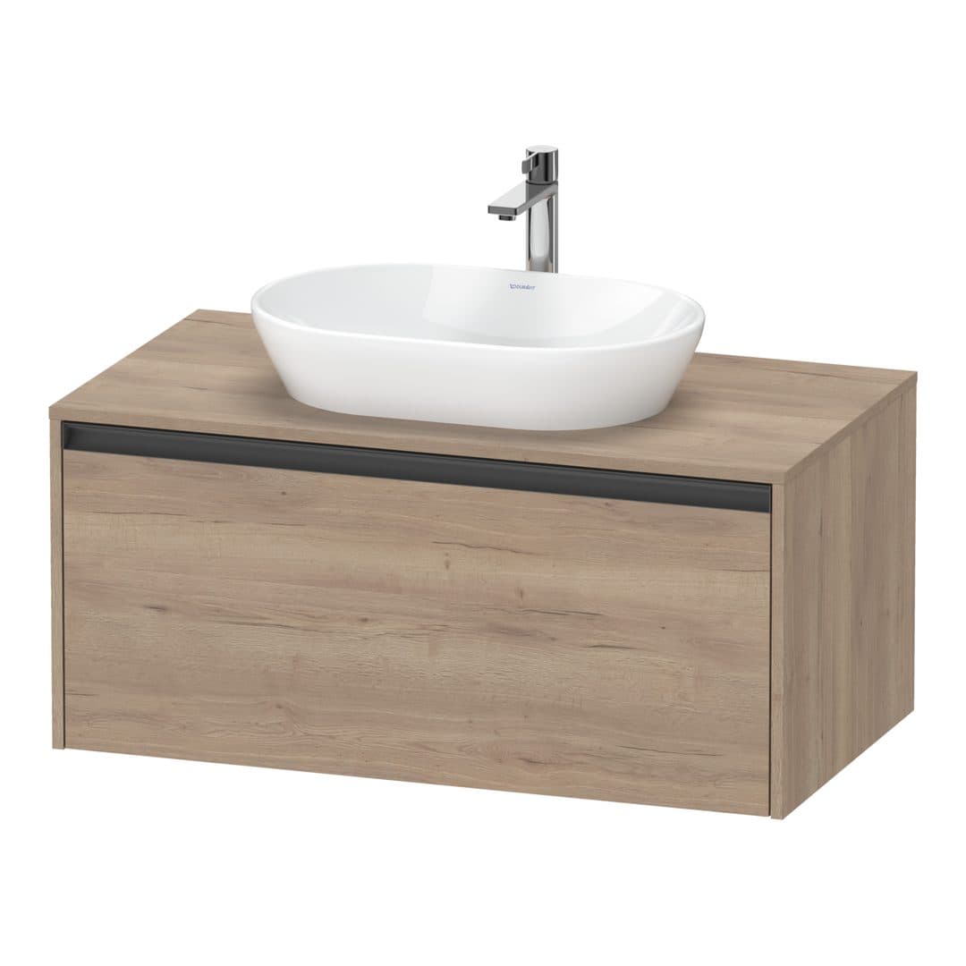 Duravit Ketho.2 – Έπιπλο Νιπτήρα – 1000 mm, για κονσόλα, 1 συρτάρι, νιπτήρας κέντρο – Marbled Oak Matt, Decor (K24886055550000)