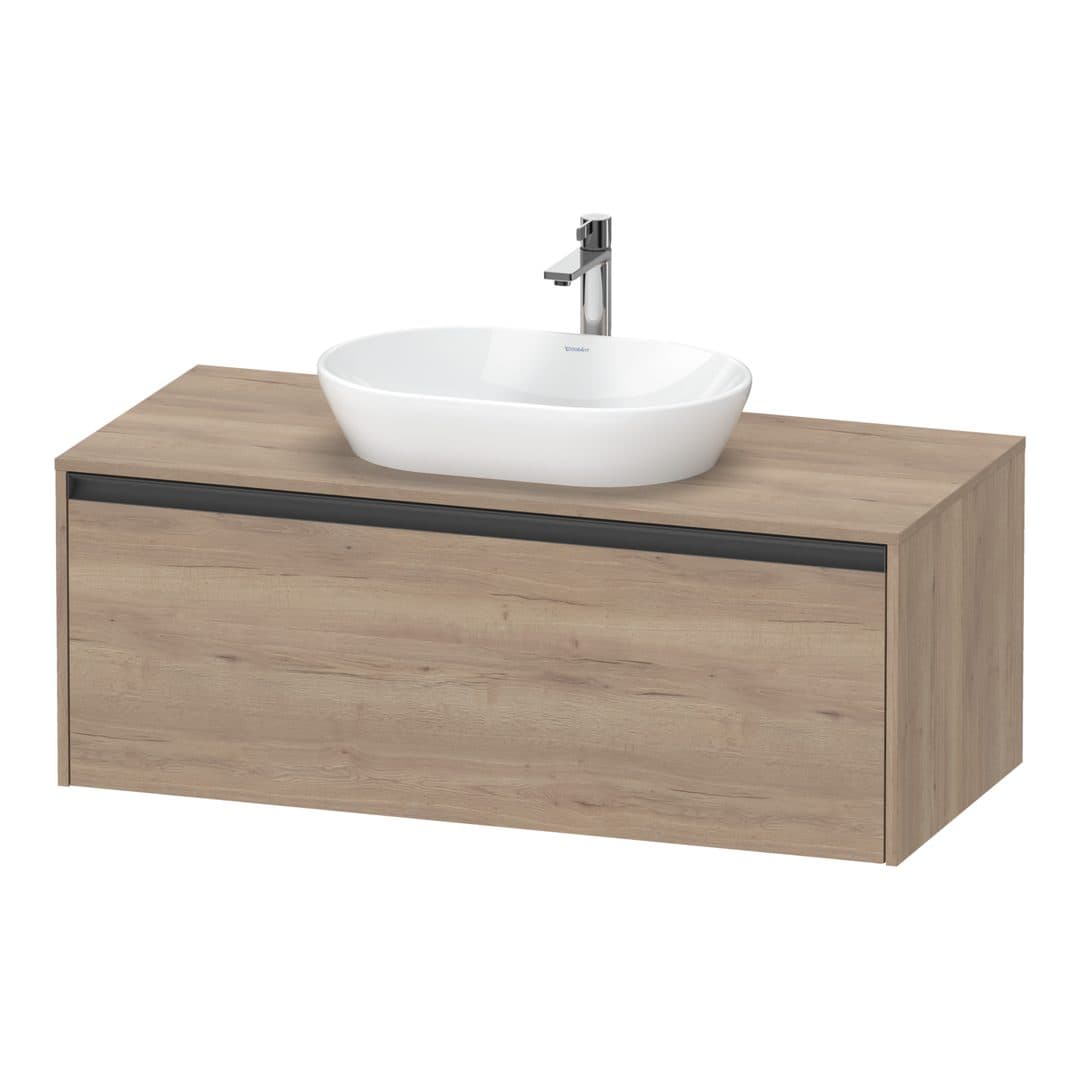 Duravit Ketho.2 – Έπιπλο Νιπτήρα – 1200 mm, για κονσόλα, 1 συρτάρι, νιπτήρας κέντρο – Marbled Oak Matt, Decor (K24887055550000)
