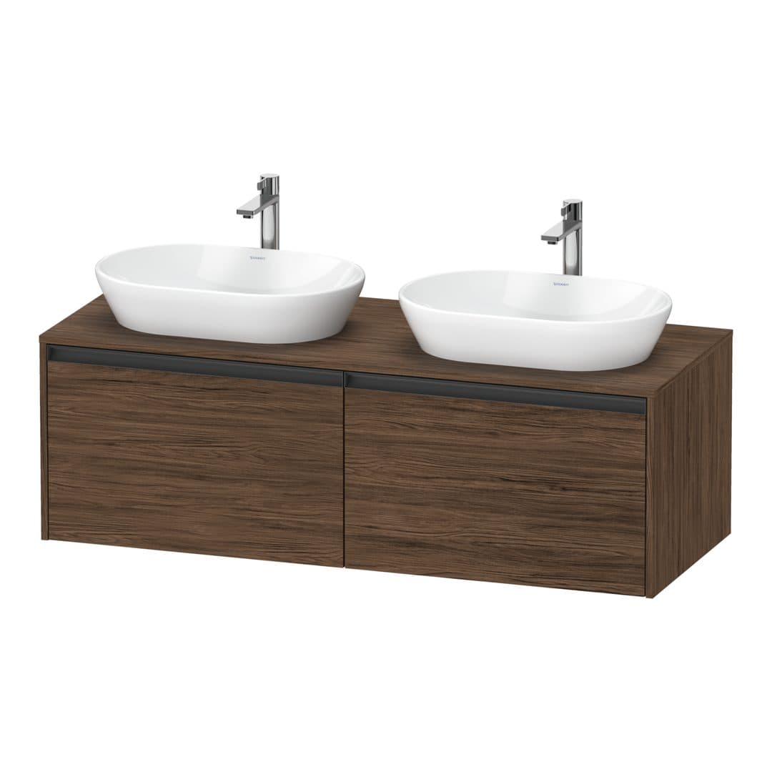Duravit Ketho.2 – Έπιπλο Νιπτήρα – 1400 mm, για κονσόλα, 2 συρτάρια – Walnut dark Matt, Decor (K24888B21210000)