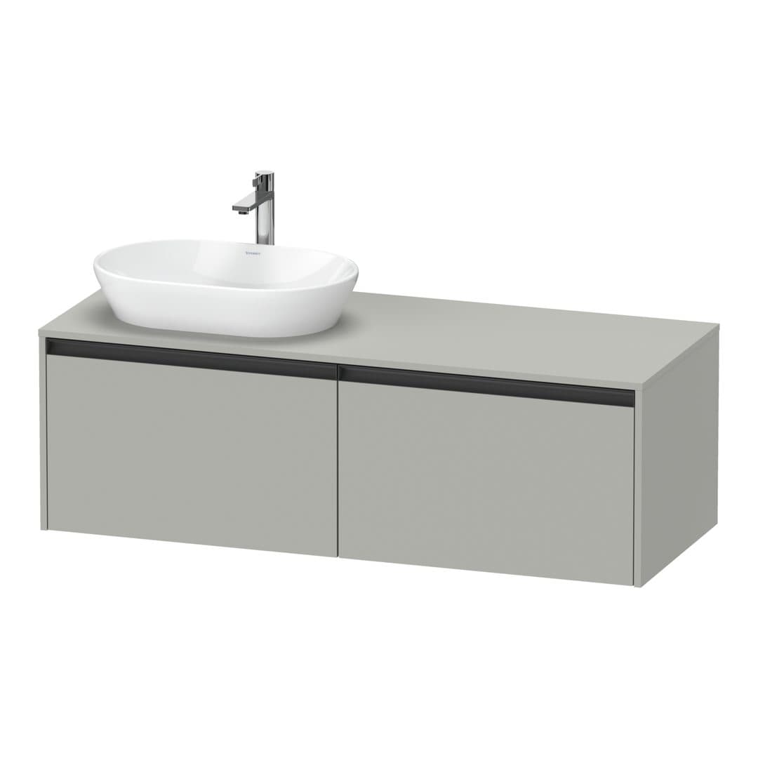 Duravit Ketho.2 – Έπιπλο Νιπτήρα – 1400 mm, για κονσόλα, 2 συρτάρια, νιπτήρας αριστερά – Concrete grey Matt, Decor (K24888L07070000)