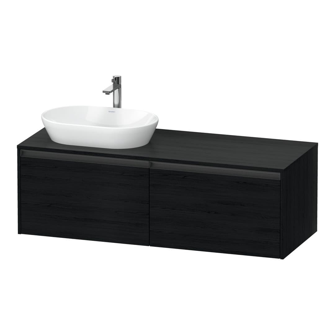 Duravit Ketho.2 – Έπιπλο Νιπτήρα – 1400 mm, για κονσόλα, 2 συρτάρια, νιπτήρας αριστερά – Black oak Matt, Decor (K24888L16160000)