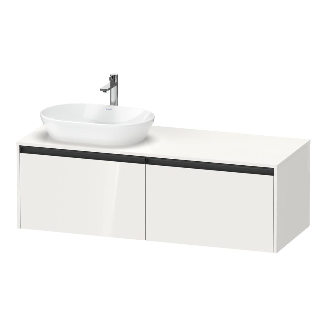 Duravit Ketho.2 – Έπιπλο Νιπτήρα – 1400 mm, για κονσόλα, 2 συρτάρια, νιπτήρας αριστερά – White High Gloss, Decor (K24888L22220000)