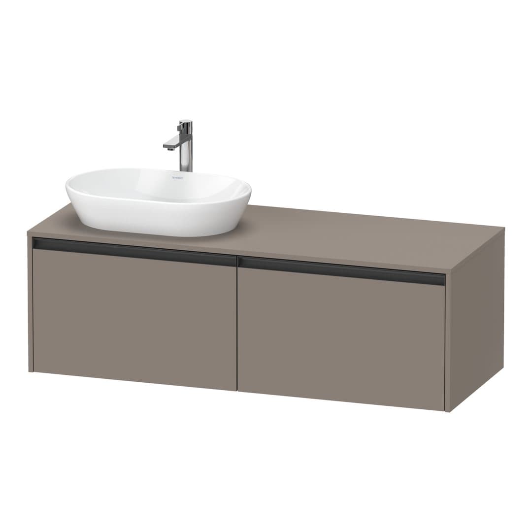 Duravit Ketho.2 – Έπιπλο Νιπτήρα – 1400 mm, για κονσόλα, 2 συρτάρια, νιπτήρας αριστερά – Basalte Matt, Decor (K24888L43430000)