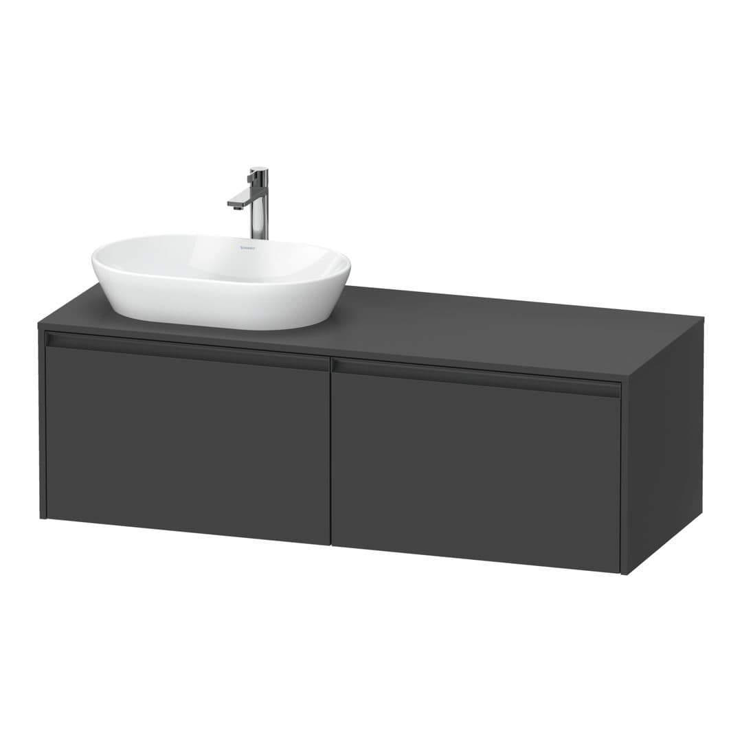 Duravit Ketho.2 – Έπιπλο Νιπτήρα – 1400 mm, για κονσόλα, 2 συρτάρια, νιπτήρας αριστερά – Graphite Matt, Decor (K24888L49490000)