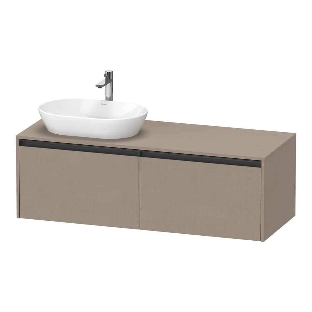 Duravit Ketho.2 – Έπιπλο Νιπτήρα – 1400 mm, για κονσόλα, 2 συρτάρια, νιπτήρας αριστερά – Linen Matt, Decor (K24888L75750000)