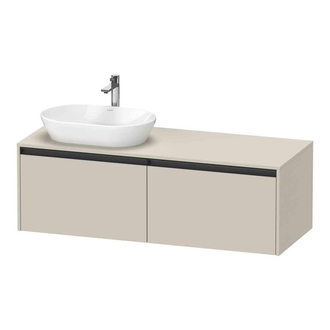 Duravit Ketho.2 – Έπιπλο Νιπτήρα – 1400 mm, για κονσόλα, 2 συρτάρια, νιπτήρας αριστερά – Taupe Super Matt, Decor (K24888L83830000)