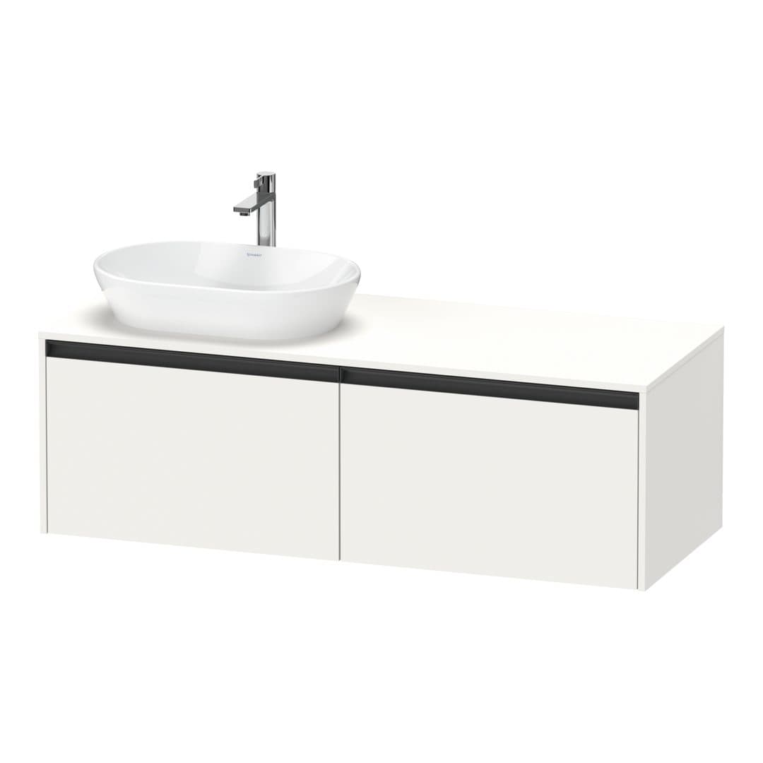 Duravit Ketho.2 – Έπιπλο Νιπτήρα – 1400 mm, για κονσόλα, 2 συρτάρια, νιπτήρας αριστερά – White Super Matt, Decor (K24888L84840000)