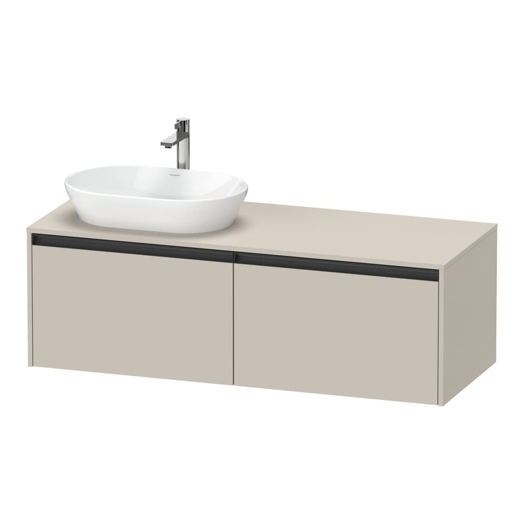 Duravit Ketho.2 – Έπιπλο Νιπτήρα – 1400 mm, για κονσόλα, 2 συρτάρια, νιπτήρας αριστερά – Taupe Matt, Decor (K24888L91910000)