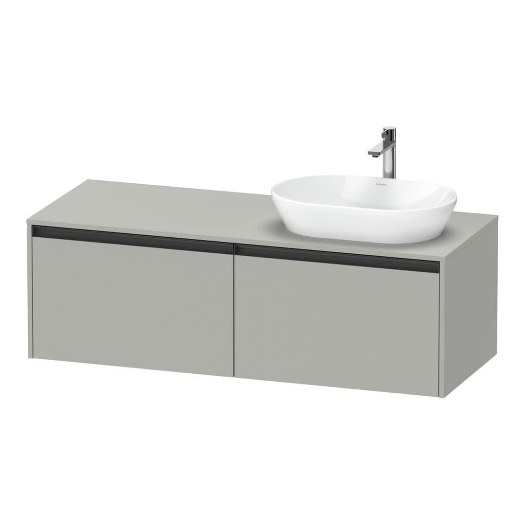 Duravit Ketho.2 – Έπιπλο Νιπτήρα – 1400 mm, για κονσόλα, 2 συρτάρια, νιπτήρας δεξιά – Concrete grey Matt, Decor (K24888R07070000)