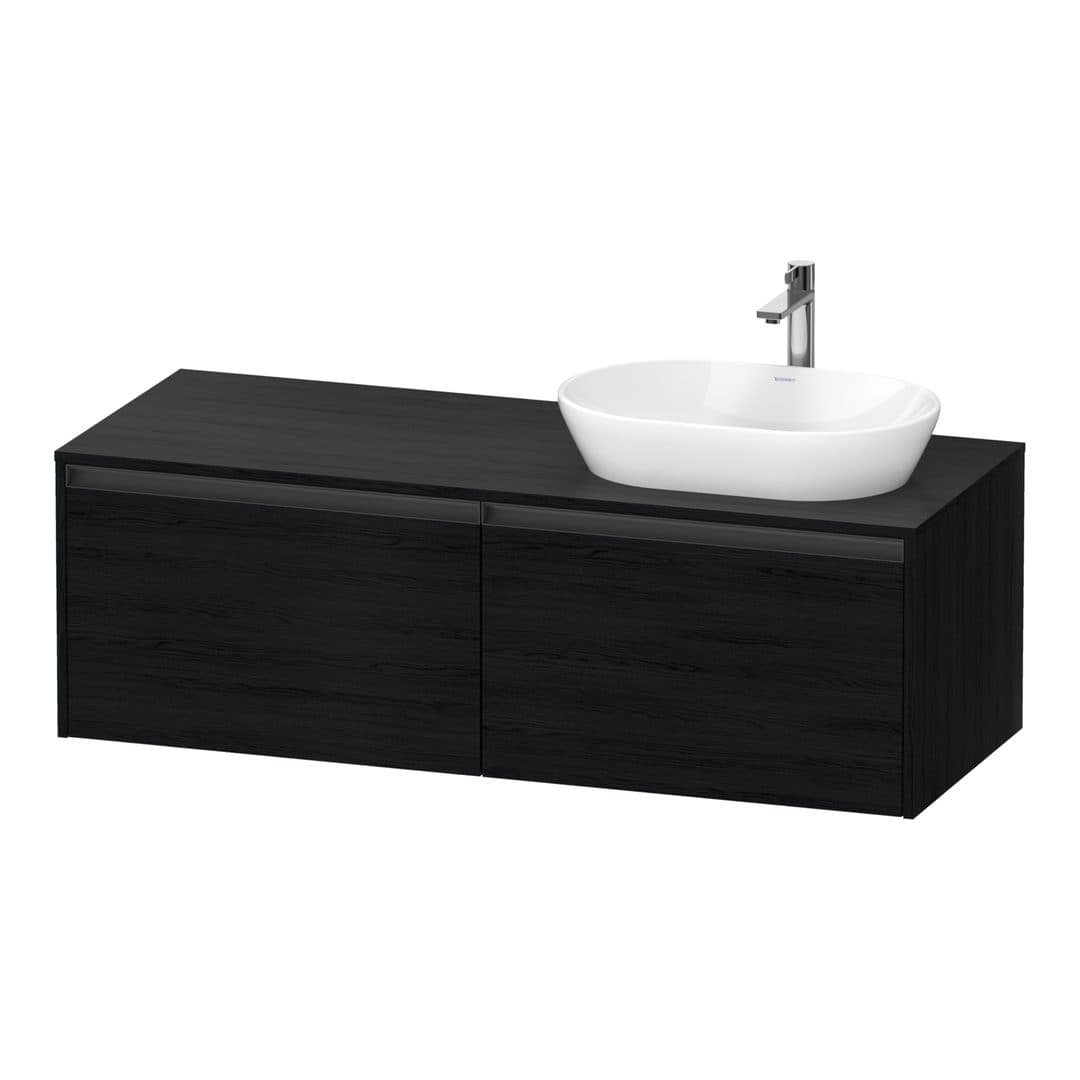Duravit Ketho.2 – Έπιπλο Νιπτήρα – 1400 mm, για κονσόλα, 2 συρτάρια, νιπτήρας δεξιά – Black oak Matt, Decor (K24888R16160000)