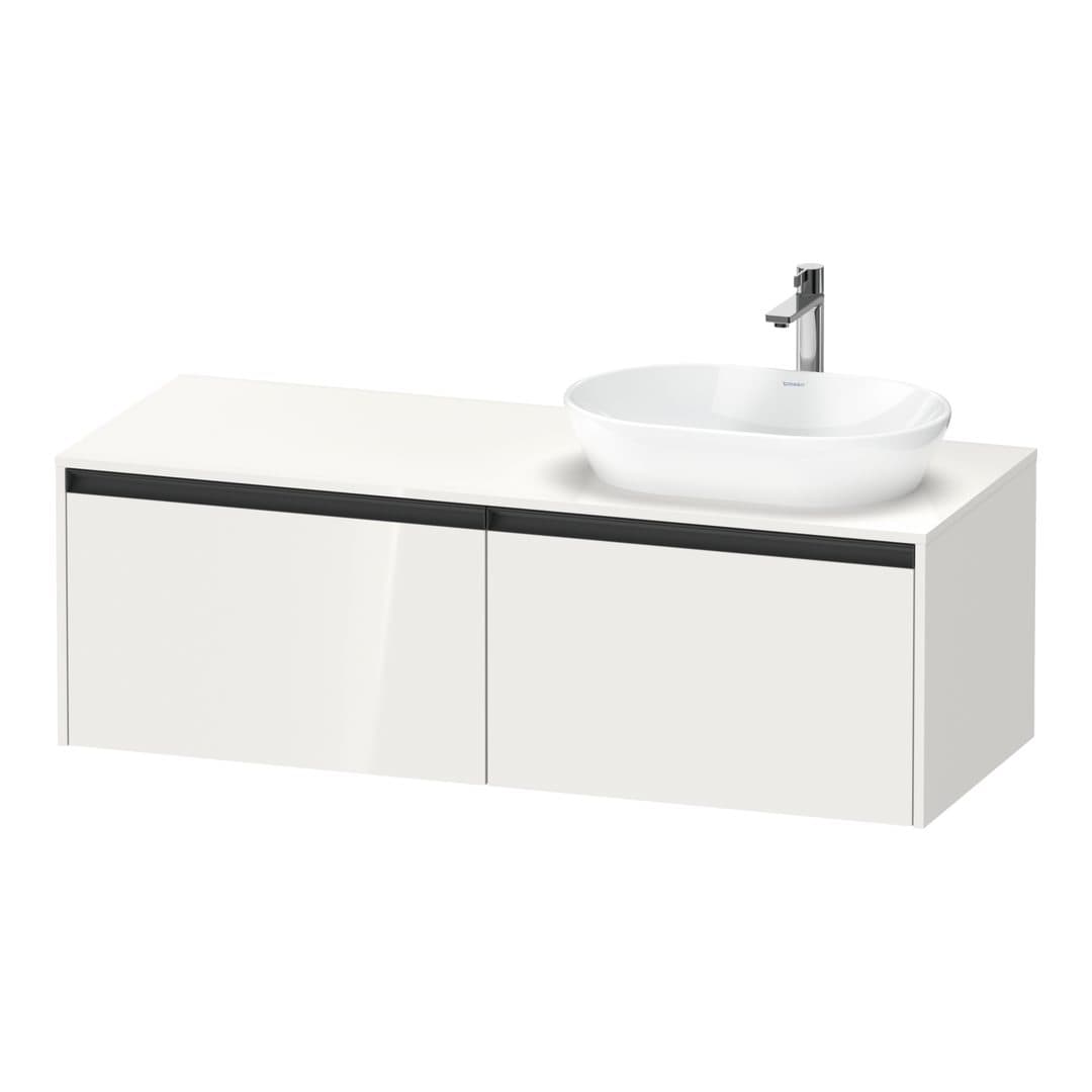 Duravit Ketho.2 – Έπιπλο Νιπτήρα – 1400 mm, για κονσόλα, 2 συρτάρια, νιπτήρας δεξιά – White High Gloss, Decor (K24888R22220000)