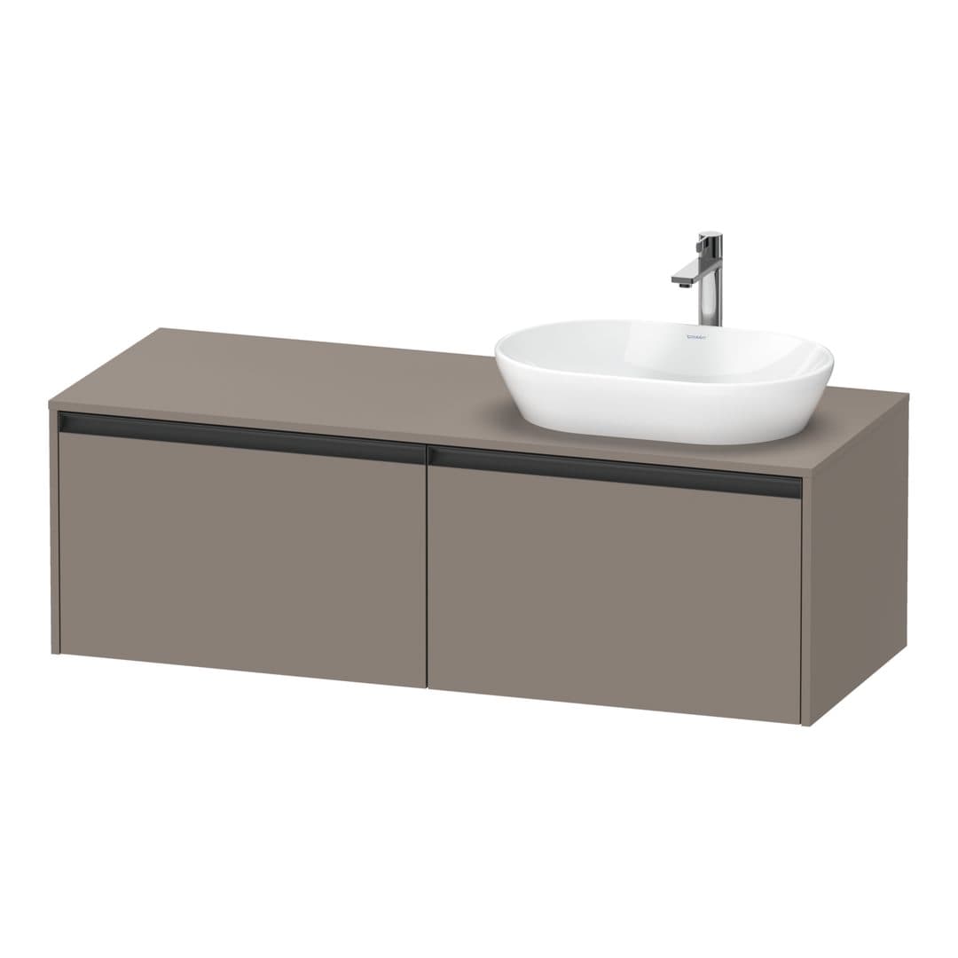Duravit Ketho.2 – Έπιπλο Νιπτήρα – 1400 mm, για κονσόλα, 2 συρτάρια, νιπτήρας δεξιά – Basalte Matt, Decor (K24888R43430000)