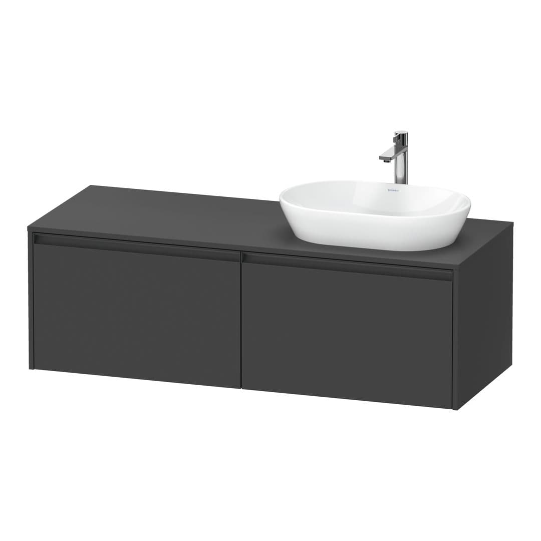 Duravit Ketho.2 – Έπιπλο Νιπτήρα – 1400 mm, για κονσόλα, 2 συρτάρια, νιπτήρας δεξιά – Graphite Matt, Decor (K24888R49490000)