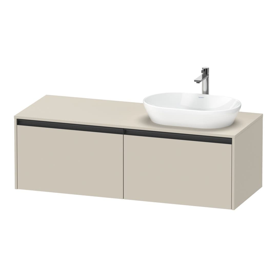 Duravit Ketho.2 – Έπιπλο Νιπτήρα – 1400 mm, για κονσόλα, 2 συρτάρια, νιπτήρας δεξιά – Taupe Super Matt, Decor (K24888R83830000)