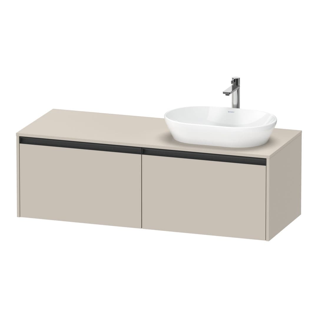 Duravit Ketho.2 – Έπιπλο Νιπτήρα – 1400 mm, για κονσόλα, 2 συρτάρια, νιπτήρας δεξιά – Taupe Matt, Decor (K24888R91910000)