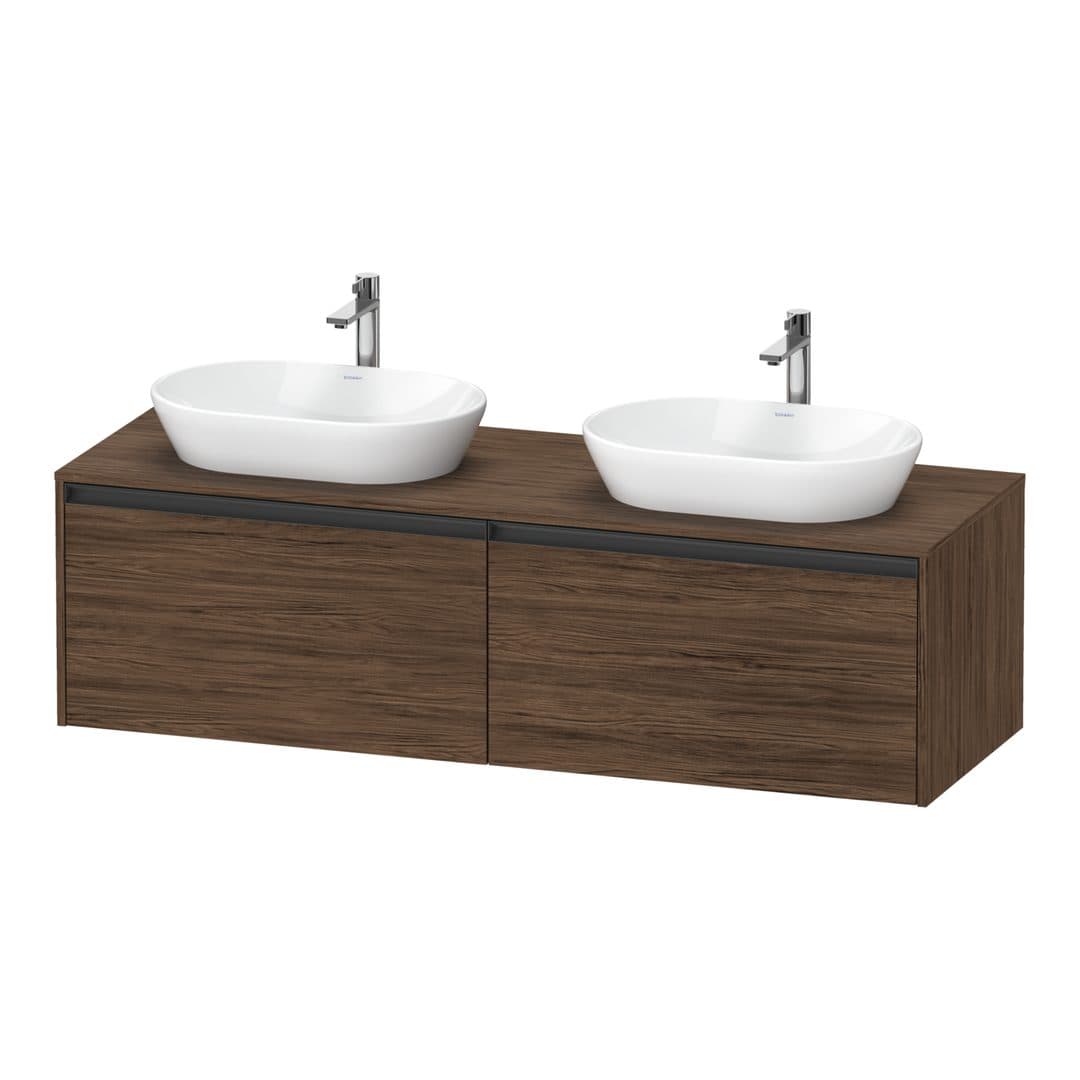 Duravit Ketho.2 – Έπιπλο Νιπτήρα – 1600 mm, για κονσόλα, 2 συρτάρια – Walnut dark Matt, Decor (K24889B21210000)